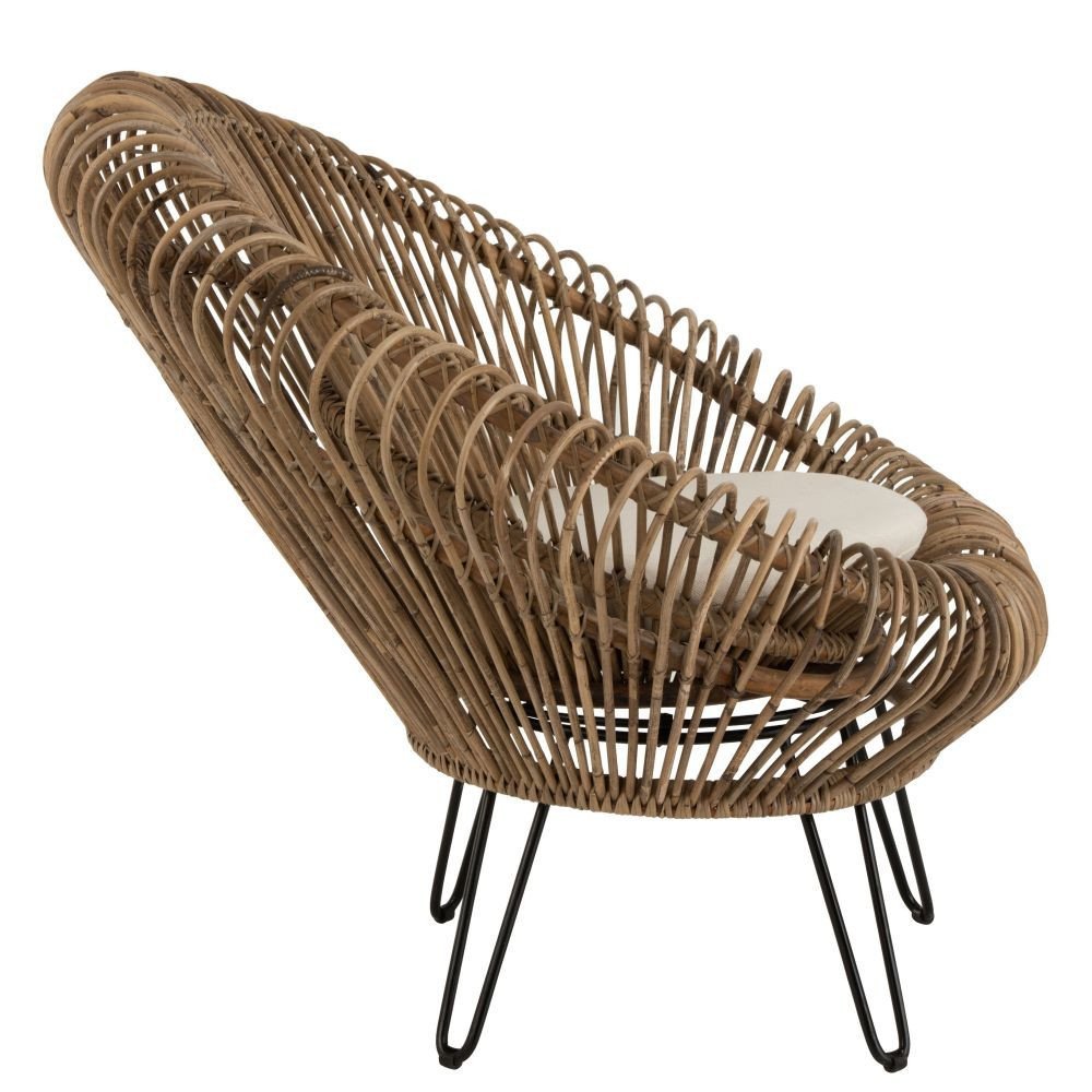 Siège Lounge avec Coussin Rotin/Fer - Naturel