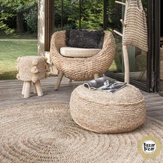 Pouf Bohème - Naturel En Raphia