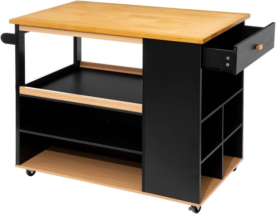 Ilot de Bar avec Rangement - Effet Chêne Naturel