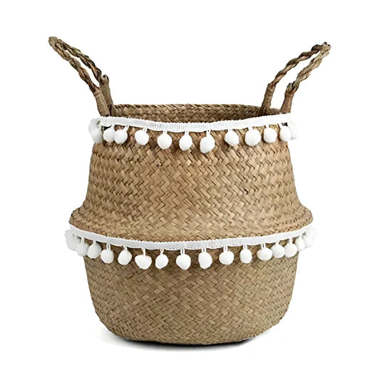 Cache-Pot en Osier Pompom