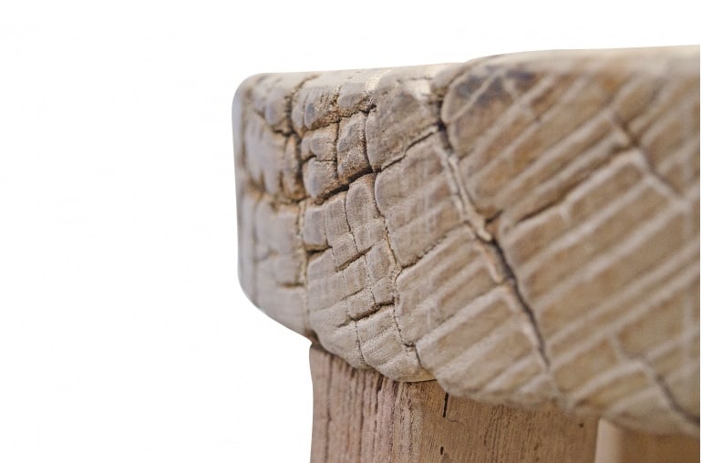 Tabouret de Bar Rond Naturel - Bois Brut