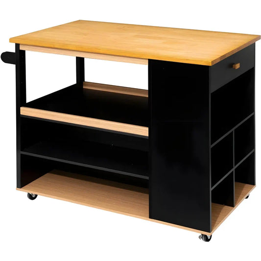 Ilot de Bar avec Rangement - Effet Chêne Naturel