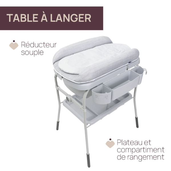 Baignoire et Change bebe sur pied Pliable 2 en 1