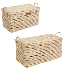 Lot de 2 Malles de Rangement en Feuilles de Palmier