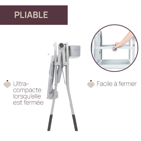 Baignoire et Change bebe sur pied Pliable 2 en 1