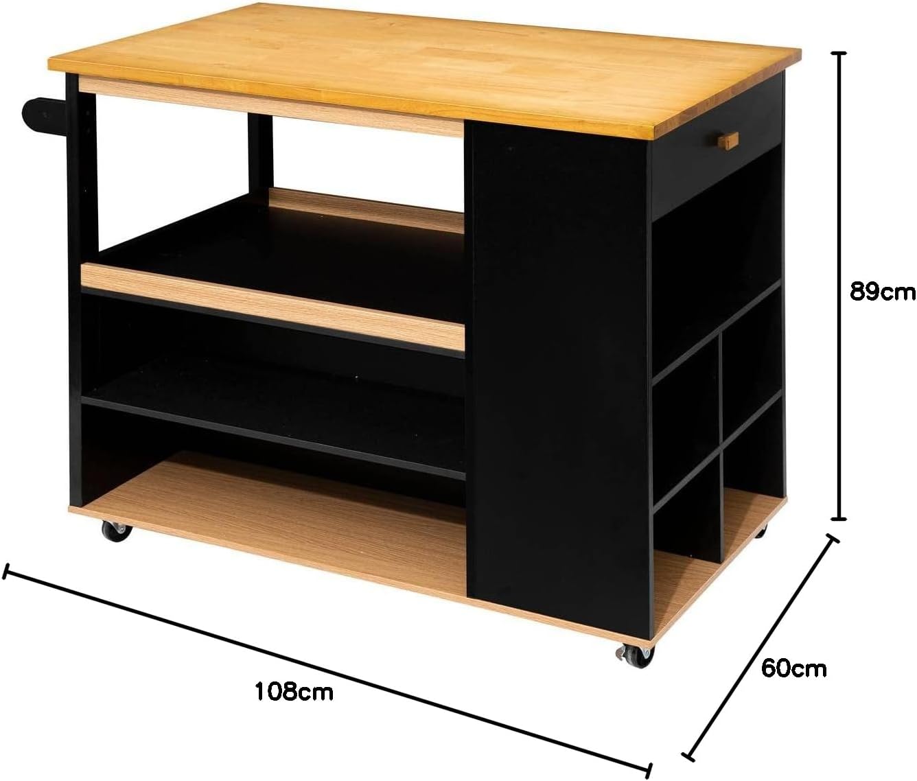 Ilot de Bar avec Rangement - Effet Chêne Naturel